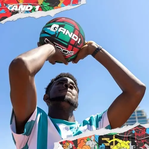 AND1 Chaos Basketbol To'pi: Rasmiy Tartib Hajmi 7 (29,5 dyuym) Rezina - Chuqur Kanal Konstruksiyasi Ko'cha Basketboli, Yopiq va Ochiq Basketbol O'yinlari Uchun Mo'ljallangan - 3