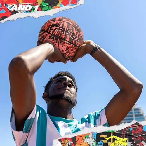 AND1 Chaos Basketball: Official Regulation Size 7 (29.5 inches) Rubber - Deep Channel Construction Streetball, Made for Indoor Outdoor Basketball Games - 5