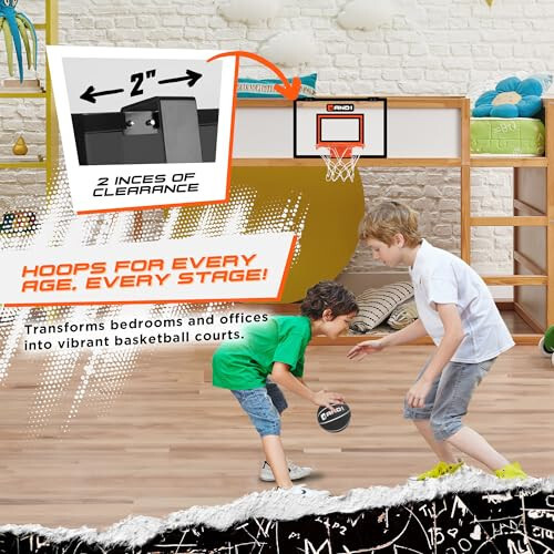 AND1 Eshik Ustiga Mini Basketbol Halqasi: 18x12 Sinishga Chidamli Orqa Panel, 2 Mini Basketbol To'pi va Qo'l Nasosi O'z ichiga Oladi - Bolalar va Kattalar Uchun Eng Yaxshi Yopiq Basketbol Aksessuari, Asboblar Talab Qilinmaydi - 6