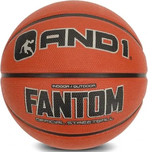 AND1 Fantom Classic rezinali basketbol toʻpi, 7-oʻlcham (29.5 dyuym), bino ichida va tashqarisida foydalanish uchun, chuqur kanal konstruksiyasi, yuqori sifatli materiallar, yorqin ranglar - AND1