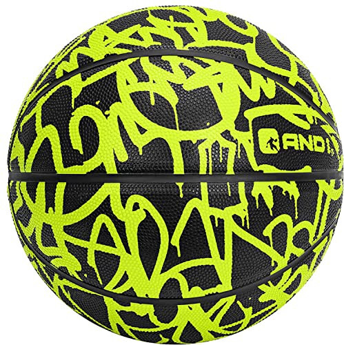 AND1 Fantom Graffiti Rubber Basketball Game Ready, 27.5 Inches, Youth Size 5, Made for Indoor and Outdoor, Sold Deflated (Pump NOT Included), Volt - 1