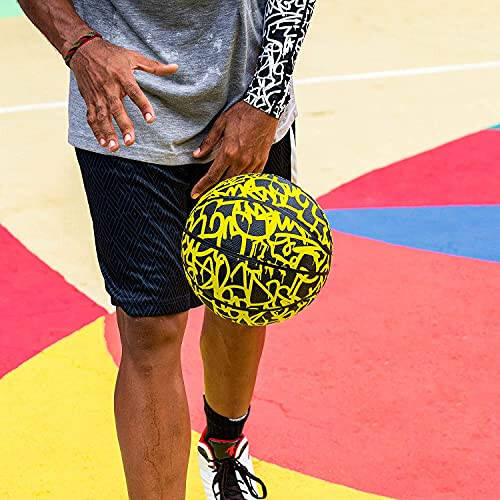 AND1 Fantom Graffiti Rubber Basketball Game Ready, 27.5 Inches, Youth Size 5, Made for Indoor and Outdoor, Sold Deflated (Pump NOT Included), Volt - 3