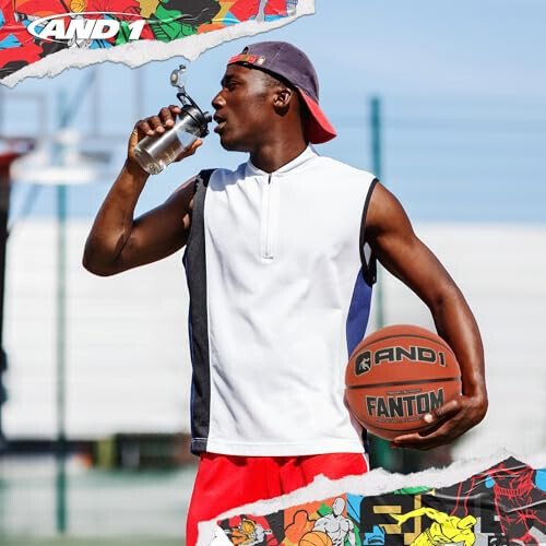 AND1 Fantom Rubber Basketball: Official Regulation Size 7 (29.5 inches) Streetball - Deep Channel Construction, Made for Indoor Outdoor - 3