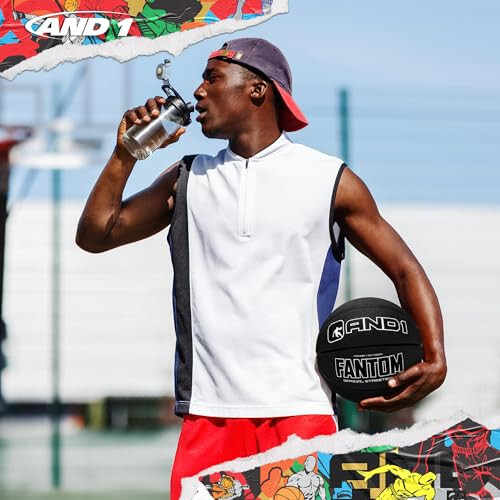 AND1 Fantom Rubber Basketball: Official Regulation Size 7 (29.5 inches) Streetball - Deep Channel Construction, Made for Indoor Outdoor - 3