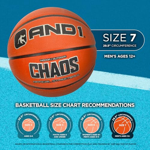 AND1 Fantom Rubber Basketball: Official Regulation Size 7 (29.5 inches) Streetball - Deep Channel Construction, Made for Indoor Outdoor - 6