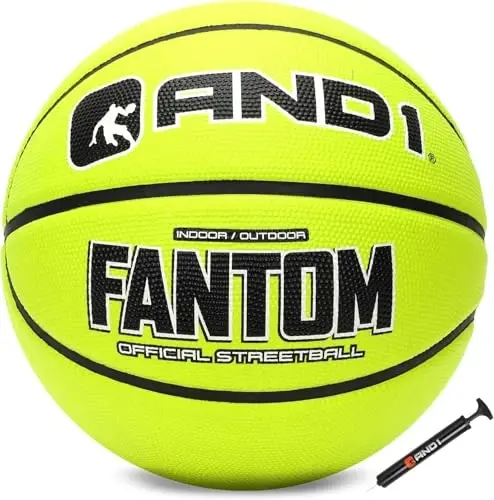 AND1 Fantom Rubber Basketball: Official Regulation Size 7 (29.5 inches) Streetball - Deep Channel Construction, Made for Indoor Outdoor - 1