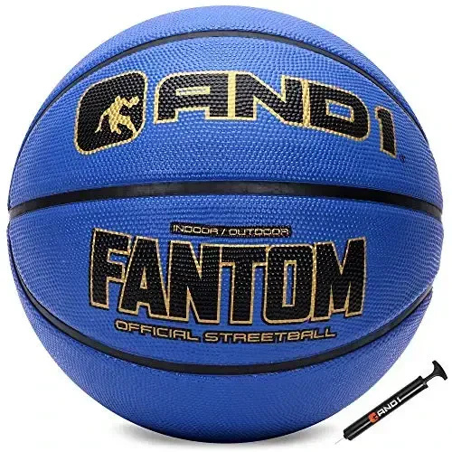 AND1 Fantom Rubber Basketball: Official Regulation Size 7 (29.5 inches) Streetball - Deep Channel Construction, Made for Indoor Outdoor - AND1