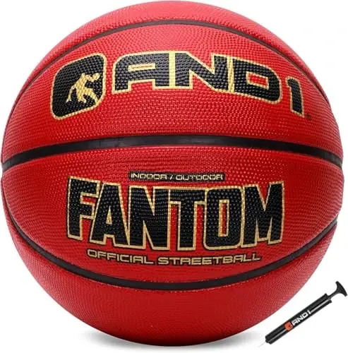 AND1 Fantom Rubber Basketball: Official Regulation Size 7 (29.5 inches) Streetball - Deep Channel Construction, Made for Indoor Outdoor - 1