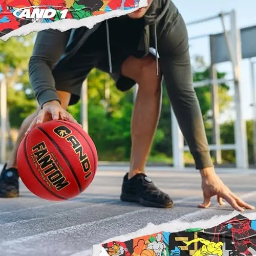 AND1 Fantom Rubber Basketball: Official Regulation Size 7 (29.5 inches) Streetball - Deep Channel Construction, Made for Indoor Outdoor - 5