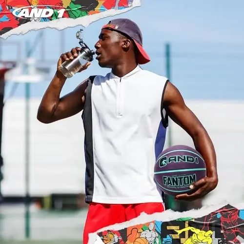 AND1 Fantom rezina basketbol toʻpi: Rasmiy qoida oʻlchami 7 (29,5 dyuym) Streetball - Chuqur kanal konstruktsiyasi, ichki va tashqi makon uchun moʻljallangan - 3