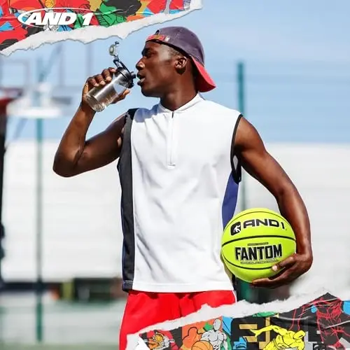 AND1 Fantom rezina basketboli: rasmiy qoida o'lchami 7 (29,5 dyuym) Streetball - Chuqur kanal konstruksiyasi, ichki va tashqi makon uchun mo'ljallangan - 3