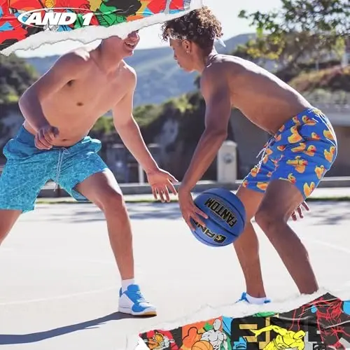 AND1 Fantom rezina basketboli: rasmiy tartibga solingan 7-o'lcham (29,5 dyuym) Streetball - chuqur kanalli qurilish, ichki va tashqi makon uchun mo'ljallangan - 4