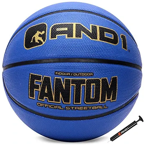 AND1 Fantom Rubber Basketball: Official Regulation Size 7 (29.5 inches) Streetball - Deep Channel Construction, Made for Indoor Outdoor - AND1
