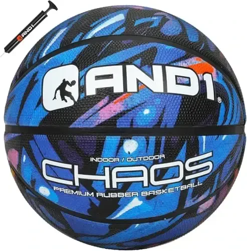 AND1 Chaos Basketball: Official Regulation Size 7 (29.5 inches) Rubber - Deep Channel Construction Streetball, Made for Indoor Outdoor Basketball Game 