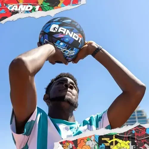 AND1 Chaos Basketball: Official Regulation Size 7 (29.5 inches) Rubber - Deep Channel Construction Streetball, Made for Indoor Outdoor Basketball Game - 5