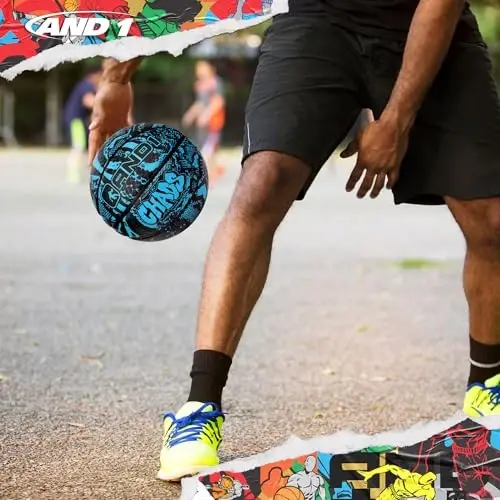 AND1 Chaos Basketball: Official Regulation Size 7 (29.5 inches) Rubber - Deep Channel Construction Streetball, Made for Indoor Outdoor Basketball Game - 3