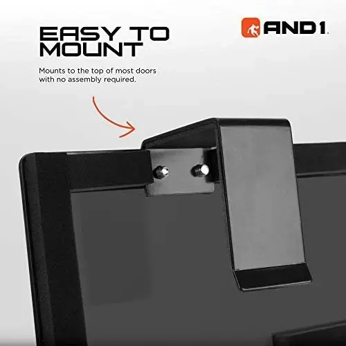 AND1 Over the Door Mini Basketball Hoop: 18x12 Shatterproof Backboard, 2 Mini Basketballs, and Hand Pump Included- Ultimate Indoor Basketball Accessory for Kids and Adults, No Tools Required - 5