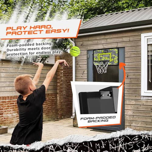 AND1 Over the Door Mini Basketball Hoop: 18x12 Shatterproof Backboard, 2 Mini Basketballs, and Hand Pump Included- Ultimate Indoor Basketball Accessory for Kids and Adults, No Tools Required - 4