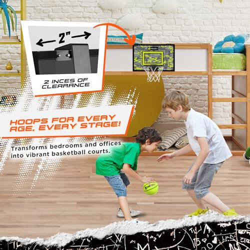 AND1 Over the Door Mini Basketball Hoop: 18x12 Shatterproof Backboard, 2 Mini Basketballs, and Hand Pump Included- Ultimate Indoor Basketball Accessory for Kids and Adults, No Tools Required - 6