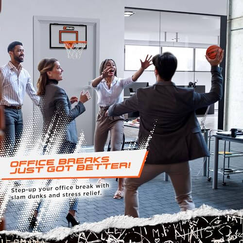 AND1 Over the Door Mini Basketball Hoop: 18x12 Shatterproof Backboard, 2 Mini Basketballs, and Hand Pump Included- Ultimate Indoor Basketball Accessory for Kids and Adults, No Tools Required - 5