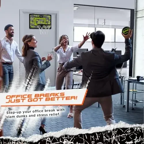 AND1 Over the Door Mini Basketball Hoop: 18x12 Shatterproof Backboard, 2 Mini Basketballs, and Hand Pump Included- Ultimate Indoor Basketball Accessory for Kids and Adults, No Tools Required - 5