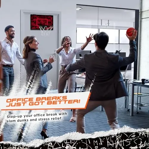 AND1 Over the Door Mini Basketball Hoop: 18x12 Shatterproof Backboard, 2 Mini Basketballs, and Hand Pump Included- Ultimate Indoor Basketball Accessory for Kids and Adults, No Tools Required - 5