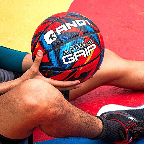 AND1 Supreme Grip Basketball: Official Regulation Size 7 (29.5 inches) Rubber Basketball - Deep Channel Construction Streetball, Made for Indoor Outdoor Basketball Games - 4