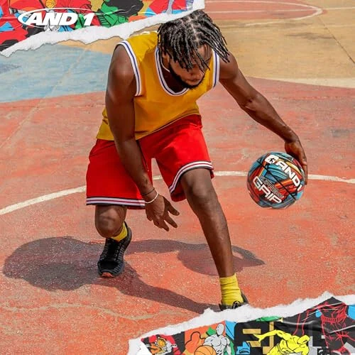 AND1 Supreme Grip Basketbol: Rasmiy Nizom O'lchami 7 (29,5 dyuym) Rezina Basketbol - Chuqur Kanal Konstruksiyasi Ko'cha Basketboli, Yopiq va Ochiq Basketbol O'yinlari Uchun Mo'ljallangan - 4