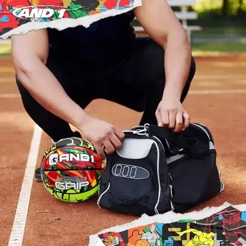 AND1 Supreme Grip Official Regulation Size 7 (29.5 inches) Rubber Basketball - Deep Channel Construction Streetball, Made for Indoor Outdoor Games - 7