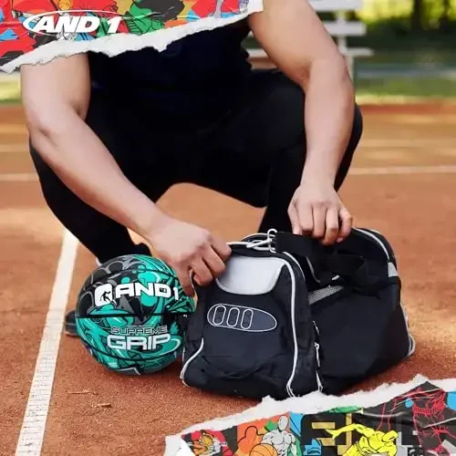 AND1 Supreme Grip Official Regulation Size 7 (29.5 inches) Rubber Basketball - Deep Channel Construction Streetball, Made for Indoor Outdoor Games - 7