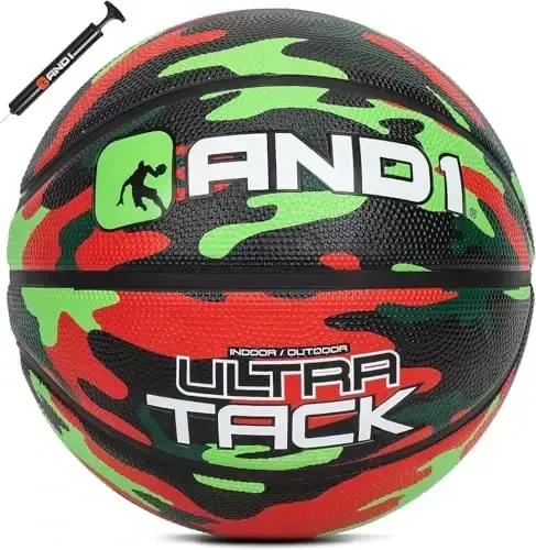 AND1 Ultra Grip Basketball: Official Regulation Size 7 (29.5 inches) Rubber- Deep Channel Construction Streetball, Made for Indoor Outdoor Basketball Games 