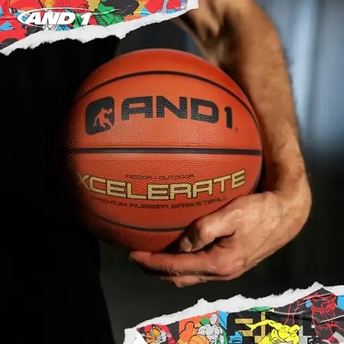 AND1 Xcelerate kauchuk basketboli: rasmiy qoida hajmi 7 (29,5 dyuym) - chuqur kanal konstruksiyasi ko'cha basketboli, yopiq va ochiq basketbol o'yinlari uchun yaratilgan - 3