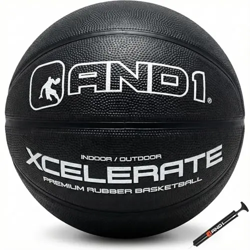 AND1 Xcelerate Rubber Basketball: Official Regulation Size 7 (29.5”) Streetball, Made for Indoor/Outdoor Games - 1