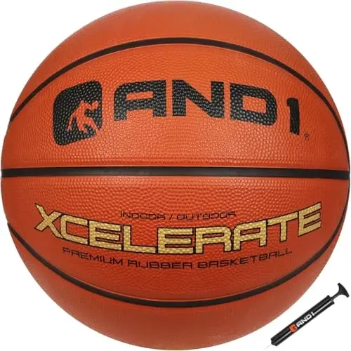 AND1 Xcelerate Rubber Basketball: Official Regulation Size 7 (29.5”) Streetball, Made for Indoor/Outdoor Games - 1