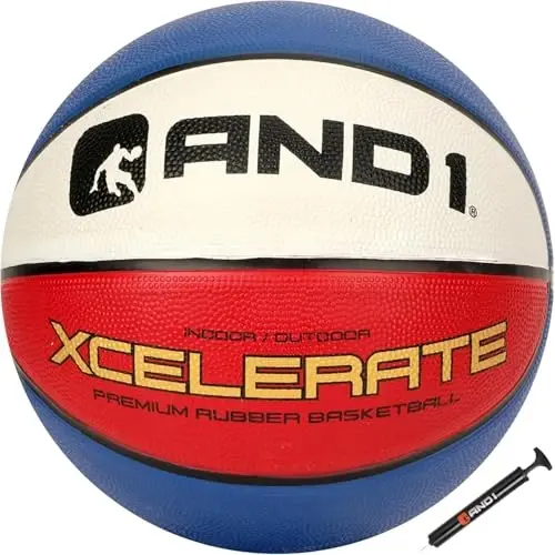 AND1 Xcelerate Rubber Basketball: Official Regulation Size 7 (29.5”) Streetball, Made for Indoor/Outdoor Games - 1