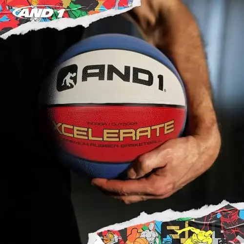 AND1 Xcelerate Rubber Basketball: Official Regulation Size 7 (29.5”) Streetball, Made for Indoor/Outdoor Games - 3