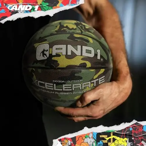 AND1 Xcelerate Rubber Basketball: Official Regulation Size 7 (29.5”) Streetball, Made for Indoor/Outdoor Games - 3