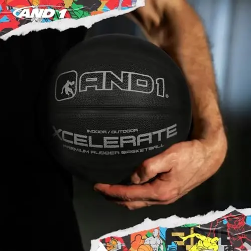 AND1 Xcelerate Rezina Basketbol Topi: Rasmiy Reglament Hajmi 7 (29.5”) Ko'cha to'pi, Ichki/Tashqi O'yinlar uchun ishlangan - 3