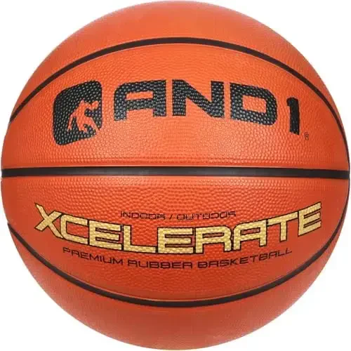 AND1 Xcelerate Rubber Basketball: Official Regulation Size 7 (29.5”) Streetball, Made for Indoor/Outdoor Games - 1