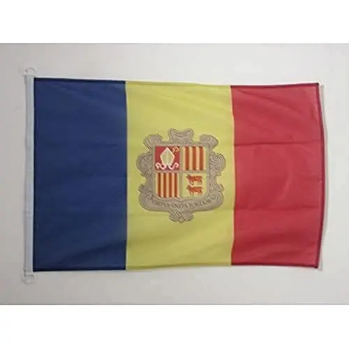 Andorra NAUTICAL Flag 18'' x 12'' - Andorran flags 30 x 45 cm. - Banner 12x18 in for boat - AZ FLAG 