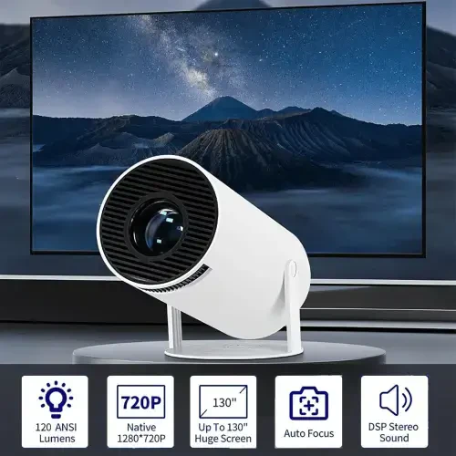 Android 11 ga ega mini proyektor, 4K 1080P Full HD ni qo‘llab-quvvatlovchi ko‘chma proyektor, WiFi6 BT5.0 avtomatik gorizontal tuzatish funksiyasiga ega aqlli proyektor, 180 grad aylanadigan ochiq proyektor - 4