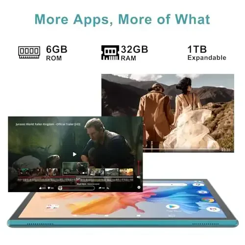 Android planshet 10 dyuymli planshet g'ilofi bilan Stylus Android 14 planshetlar 6 GB RAM 32 GB ROM 1 TB kengaytmani qo'llab-quvvatlash 6000 mah batareya 10,1