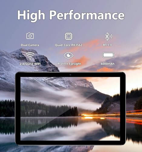 Android Tablet, 10.1 inch Android 13 Tablets 6GB RAM 64GB ROM 1TB Expand, 1280x800 IPS HD Touchscreen, 6000mAh Battery, Bluetooth, Dual Camera, GMS, WiFi (Black) - 5