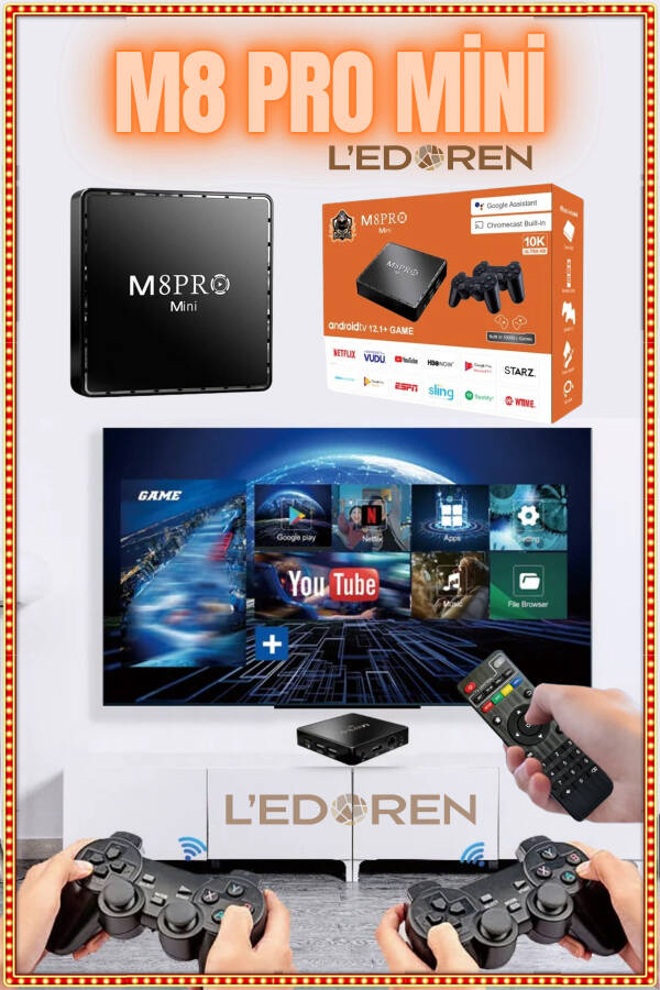 Android TV Kutusu 2.4g 10k Ultra HD 2gb Ram 64gb Hafıza 10000 Retro Oyunlu Konsol Oyun Çubuğu M8 Pro - 1