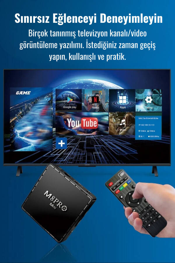 Android TV Kutusu 2.4g 10k Ultra HD 2gb Ram 64gb Hafıza 10000 Retro Oyunlu Konsol Oyun Çubuğu M8 Pro - 2