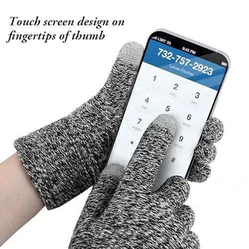 Aneco Winter Warm Knitted Sets Buffalo Plaid Scarf Beanie Hat Touch Screen Gloves and Winter Ear Warmer Set for Men or Women - 3