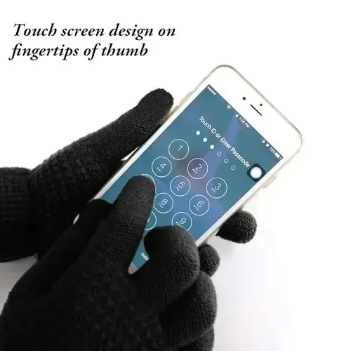 Aneco Winter Warm Knitted Sets Buffalo Plaid Scarf Beanie Hat Touch Screen Gloves and Winter Ear Warmer Set for Men or Women - 2