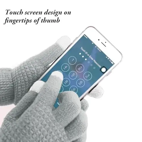 Aneco Winter Warm Knitted Sets Buffalo Plaid Scarf Beanie Hat Touch Screen Gloves and Winter Ear Warmer Set for Men or Women - 2