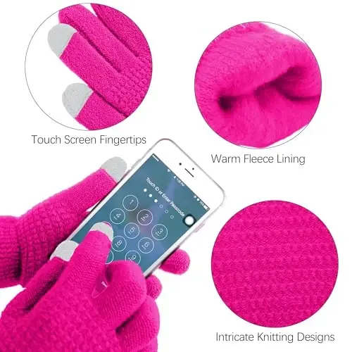 Aneco Winter Warm Sets Knitted Scarf Beanie Hat Touch Screen Gloves and Winter Ear Warmer for Men or Women - 3