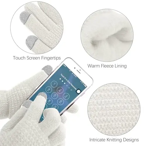 Aneco Winter Warm Sets Knitted Scarf Beanie Hat Touch Screen Gloves and Winter Ear Warmer for Men or Women - 3
